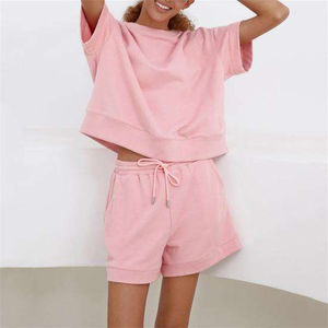 Women's <b>Sets</b> Casual Summer Wear Comfortable T-Shirts and Shorts 2 Pieces <b>Sets</b> 100% Cotton OEM ODM Service <b>Twin</b> <b>Sets</b> For Sale - Product Image 3