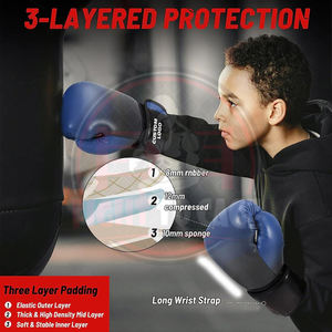 Nuevos Guantes de Boxeo de Artes Marciales para Niños de 16 oz, Color Negro y Azul, de Moda, del Mejor Proveedor, Buena Venta - Product Image 5