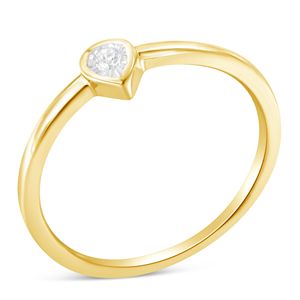 Anillo de Moda Pequeño con Diamante en Forma de Lágrima de 1/20 de Quilate, Chapado en Oro Amarillo de 14K y Plata de Ley .925 (Color J-K) - Product Image 1