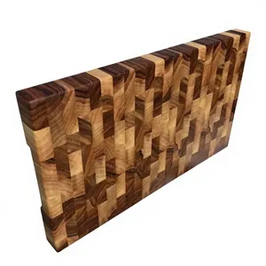 Planche à découper en bois d'acacia naturel rustique, durable, de forme rectangulaire, passe au lave-vaisselle, pour la préparation des aliments en cuisine, découpe des légumes - Product Image 4