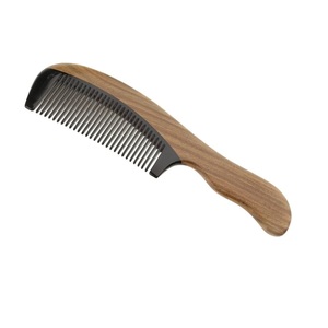 Wooden Handle Ox Horn Hair Comb Handmade Wide Tooth Detangling Comb for Men Women <b>Beard</b> Hair <b>Care</b> Grooming Tool - Product Image 4
