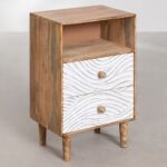 Mesita de Noche Moderna de Madera con 2 Cajones, Acabado en Madera de Mango Marrón, para Dormitorio u Oficina en Casa - Product Image 2