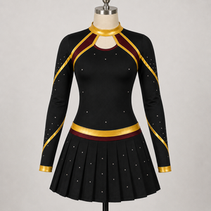 Ensemble uniforme de cheerleading Trugo Studio pour femmes adultes, imprimé, en polyester 140g, débardeur court à col en V sans manches et jupe plissée pour équipe - Product Image 1