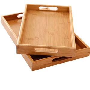 Plateau de service rectangulaire en bois pour la maison, vente en gros créative, vaisselle naturelle durable, plateau de rangement en bois de manguier massif - Product Image 1