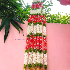 Traditional <b>Artificial</b> Mogra Gajra With Jasmine Garlands 100% Handmade with <b>Gold</b> Bells for Wedding Festival - Product Image 4
