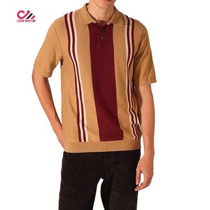 Polo tricoté personnalisé pour homme à rayures, manches courtes, décontracté, design color block, coupe classique, couleur unie, style professionnel - Product Image 5