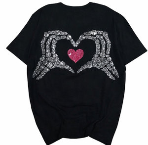 เสื้อยืดโอเวอร์ไซส์ ดีไซน์ประดับเพชรเทียม ขนาดพลัสไซส์ ระบายอากาศได้ดี เสื้อยืดผู้หญิง ผ้าฝ้าย 100% ทรงหลวม ผ้าเนื้อหนา บริการ OEM - Product Image 5