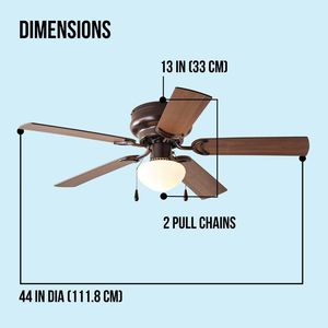 Ventilateur de plafond Hugger à profil bas de 44 pouces avec lumière LED à intensité variable, télécommande, 5 pales, bronze - Product Image 5