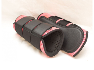 Customizable Horse Boot High Elastic Mesh & Neoprene Outdoor Protective Leg Tendon Guard Turnout Boots <b>Red</b> Black - Product Image 3