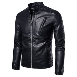 Colorful Premium Genuine Leather Winter Jacket for Men with Front Logo Custom Made Waterproof & Breathable - Product Image 1