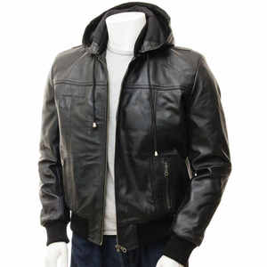 Black <b>Winter</b> <b>Leather</b> <b>Jacket</b> for Men Stylish Breathable High Street Style with Customized Logo Private Label Canvas Fabric - Product Image 1