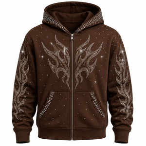 Sudaderas con Pedrería Personalizadas para Hombre y Mujer, Sudadera Oversize Estilo Urbano, Sudadera con Cierre y Cristales Brillantes, Moda Casual - Product Image 6