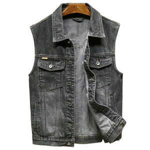 Chalecos de Mezclilla Personalizados de Alta Calidad para Hombre, para Invierno, Venta al Por Mayor, Ropa Casual con Relleno de Algodón y Decoración de Botones - Product Image 1