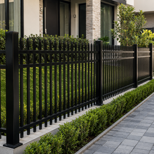 Clôture en aluminium noir moderne, revêtement poudré, panneau de clôture extérieur pour jardin, sécurité de la maison, villa, patio - Product Image 2
