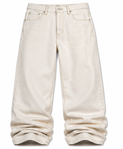 Jean en denim décontracté pour homme, taille haute, coupe droite, ample, couleur unie - Product Image 5
