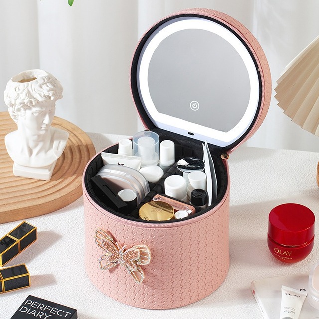 Custom Color Makeup Case for WomenTravel Make up Bag Organizer With Compartments and Handle Portable Cosmetic Bags for Girl