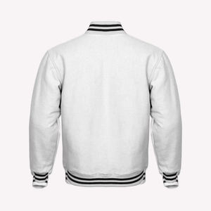 Chaqueta Varsity Personalizada para Hombre, Bordada, 400 Gramos, Color Negro y Blanco, Estilo Retro Americano, Cuello Alto, Invierno - Product Image 6