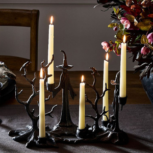Porte-bougie en aluminium moulé noir pour centre de table, thème sorcière, pour Halloween - Product Image 2