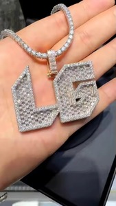 Colgante de Letra con Nombre de Moissanita Iced Out, Plata 925, Estilo Hip Hop, Dijes Temáticos para Hombre, Colgante con Micro Pavé para Regalo de Cumpleaños - Product Image 1