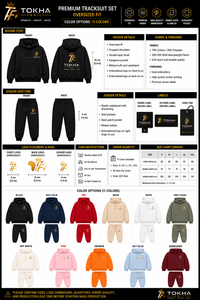 Ensemble survêtement homme personnalisé hiver noir avec sweat à capuche et pantalon de jogging, broderie logo monogramme couronne dorée métallique sur le devant - Product Image 2