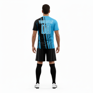 Maillot de football personnalisé bleu et noir pour homme, nom et numéro de l'équipe, t-shirt de football respirant, vêtements de sport athlétiques - Product Image 5