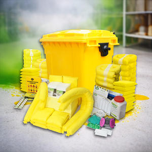 660 Liter Industrial Chemical Spill Kit Heavy Duty Mobile Wheelie Bin Hazmat Emergency Response Absorbent Pads Socks for Factory - Product Image 4