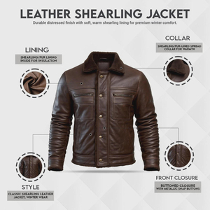 HELLERITE INDUSTRY Men's Real <b>Leather</b> Winter <b>Long</b> Bomber <b>Jacket</b> Genuine Black Cowhide Waterproof Zipper Front Solid Casual - Product Image 4