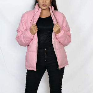 Veste matelassée rose unie de haute qualité pour femmes, imperméable, coupe-vent, pour l'hiver - Product Image 2
