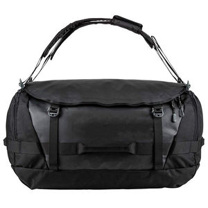 Bolsa de lona impermeable negra resistente para viajes, deportes y gimnasio, de gran capacidad, tipo Weekender, con correas de cincha robustas y cierre de solapa. - Product Image 1