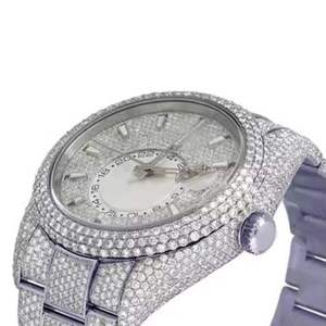 Reloj Mecánico de Lujo de Edición Limitada, Bicolor, 41 mm, Totalmente Cubierto de Diamantes Moissanite, Hecho a Mano, Estilo Hip Hop - Product Image 3