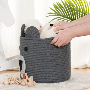 Cotton Rope Basket Woven <b>Laundry</b> <b>Hamper</b> Decorative Storage Bin for Bedroom Nursery Living Room - Product Image 5