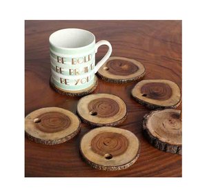 Posavasos de Madera con Diseño de Conchas Marinas, Ecológicos, Hechos a Mano, Estilo Rústico, con Soporte, Opciones de Logotipo Personalizado Grabado - Product Image 2