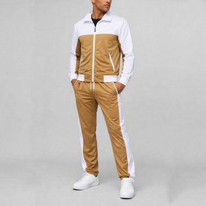 Conjunto de chándal para hombre con logotipo personalizado, chaqueta con cremallera y pantalones, ropa deportiva de dos piezas, conjunto informal para correr, traje de entrenamiento con bloques de color - Product Image 1