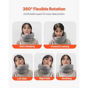 Almohada de viaje de espuma viscoelástica de doble capa, soporte para el cuello negro-gris para viajes cómodos - Product Image 3
