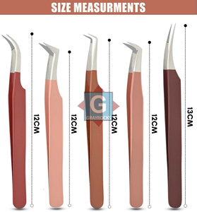Ensemble de pinces à cils en acier inoxydable au design élégant, couleurs vibrantes avec pointe fine - Product Image 3