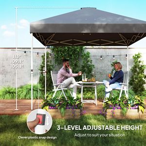 Tenda a Baldacchino Pop-up 3x3 Metri Grigio Scuro con Pareti Laterali, Altezza Regolabile, Riparo Solare Istantaneo con Tasche Portaoggetti - Product Image 6