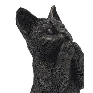 Sculpture de chat noir sur pied, figurine de chat vintage faite à la main, décoration de jardin extérieur, designs personnalisables - Product Image 4