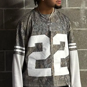 Camiseta de Manga Larga con Logotipo Personalizado, 100% Algodón, Corte Cuadrado, Impresión DTG, Estilo Vintage Lavado, Estampado de Jungla, Doble Capa - Product Image 6