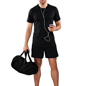 Conjunto de camiseta y pantalones cortos deportivos de verano con logotipo personalizado para hombre, conjunto de pantalones cortos de algodón para correr, conjunto de pantalones cortos personalizados para hombre, precio al por mayor. - Product Image 4