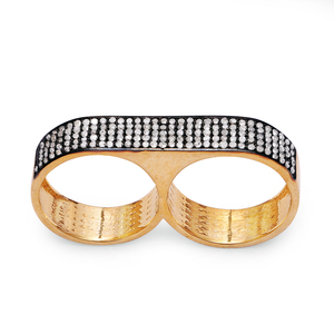Bague double pour femme REYES, style victorien authentique, en argent sterling 925 avec diamants naturels. - Product Image 1