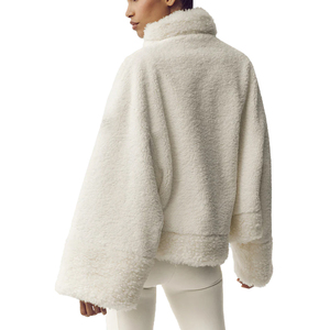 Luxury Women's Sherpa Fireside Bomber Jacket Oversized Teddy Fleece Winter Coat Zip Up Custom OEM Outerwear Private <b>label</b> option - Product Image 2
