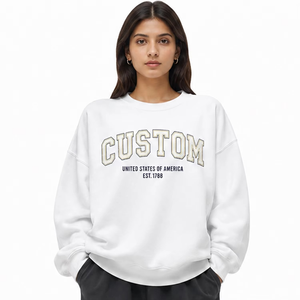 Graphic Print Varsity Lettering Cotton Blend For Women's Hoodies Loose Fit Solid Color Unisex Streetwear Pullover Crew Neck Hood - Product Image 3