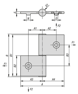 Bisagras K2101 de aluminio, para montaje en marco, con escalón - Product Image 2