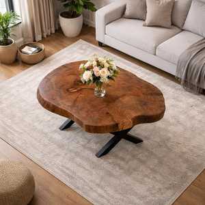 Handcrafted Modern Natural Antique <b>Epoxy</b> Log Wood <b>Coffee</b> <b>Table</b> Solid Design Durable for Small Apartment Living Room Home Use - Product Image 1