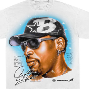 <b>Men's</b> White Short Sleeve T-Shirt Silk Screen Printed Street Style <b>Turtleneck</b> Regular Fit Cotton Jersey Photo Print Front Logo - Product Image 5
