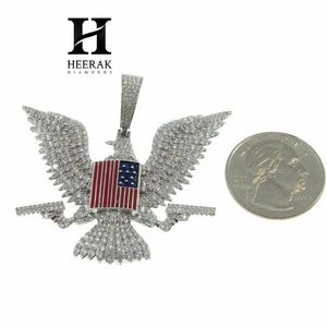 Colgante Personalizado de Águila Americana con Diamantes VVS de Laboratorio, Escudo de la Bandera de EE. UU., Águila con Pistola, Joyería Hip Hop - Product Image 1