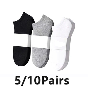 Men's Women's Solid Color Ankle <b>Socks</b> <b>Black</b> White Gray Seamless Breathable Organic Cotton Eco-Friendly Sports <b>Socks</b> for Workouts - Product Image 4