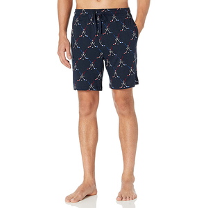 Short de bain décontracté pour hommes, imprimé géométrique bleu marine, avec cordon de serrage à la taille et poches, séchage rapide - Product Image 1