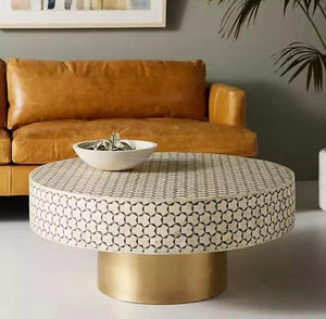 Bone inlay console Beautiful Bone Inlay Móveis de mesa de café da Índia luxo mãe de pérola Otomanos para venda - Product Image 3