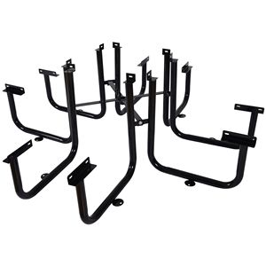 46\" Black Outdoor Square Steel Picnic <b>Table</b> with <b>Umbrella</b> Pole Garden Sets - Product Image 6